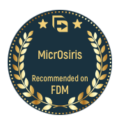 A badge that says MicrOsiris: Recommended on FDM